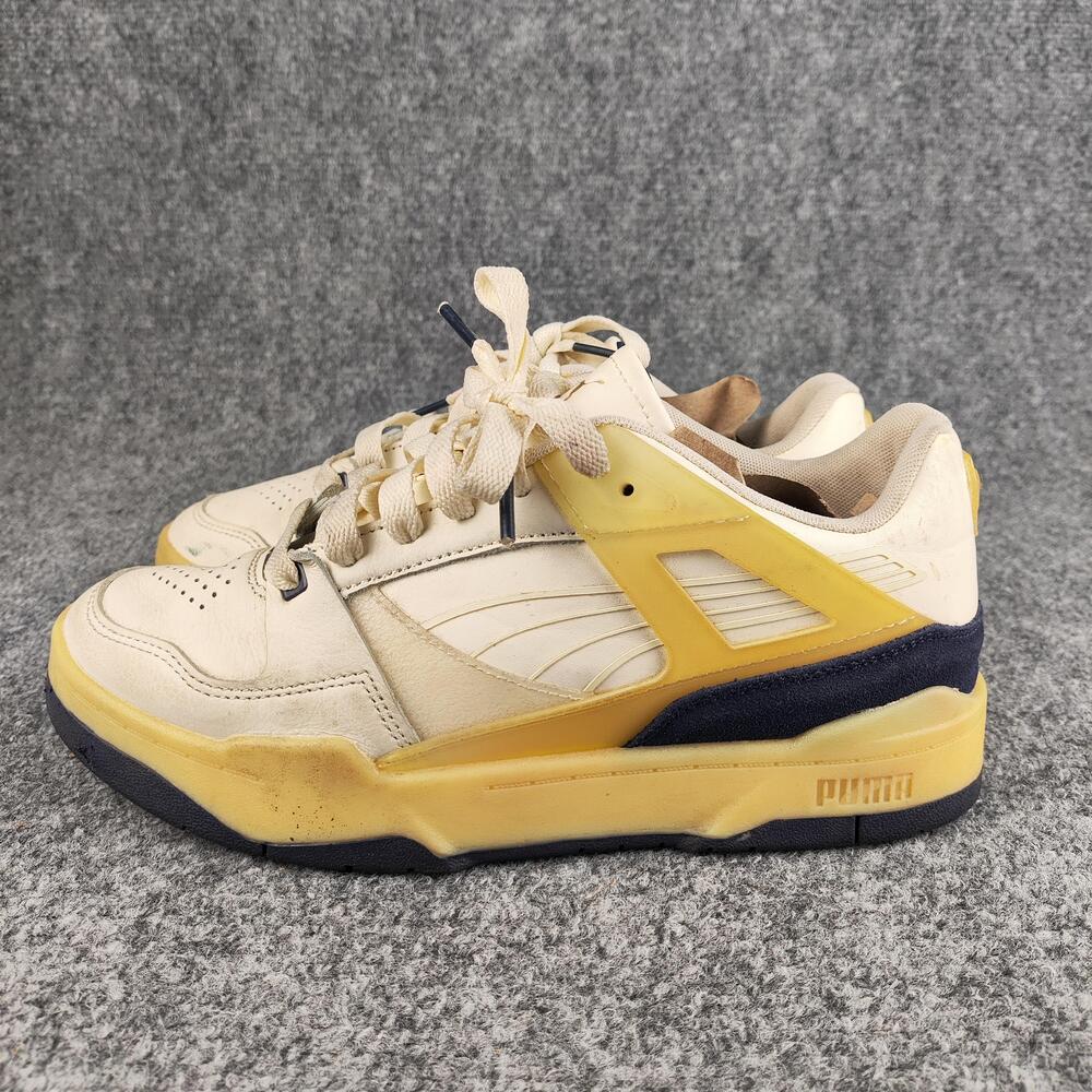 Puma Shoes Mens Size 8 Beige Yellow Leather Low Top Walking Sneakers 391588-02